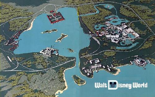 a map of the Walt Disney world resort phase 1 and (never built) phase 2
