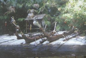 Native canoes on the jungle cruise