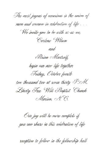 An invitation to our wedding